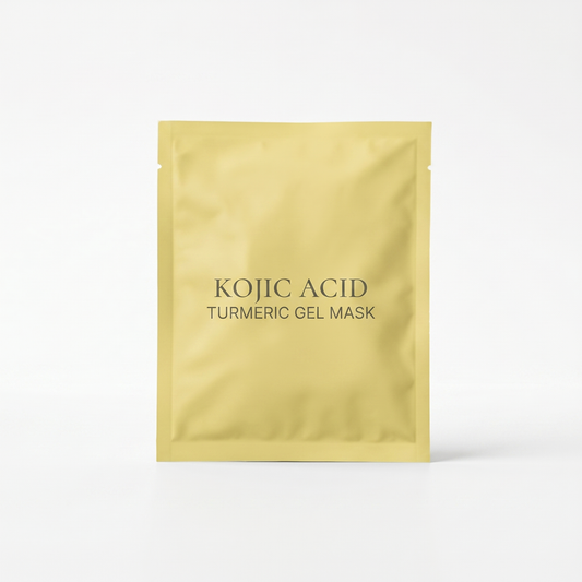 Masque acide kojique & curcuma — packshot studio fond blanc