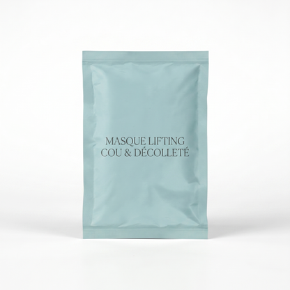 Masque gold collagène cou & décolleté anti-âge — packshot studio fond blanc