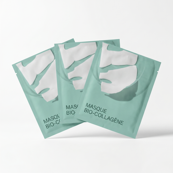 Kit 12 masques bio-collagène — packshot studio fond blanc