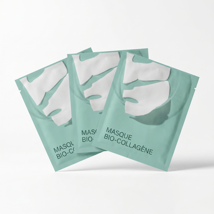 Kit 12 masques bio-collagène — packshot studio fond blanc